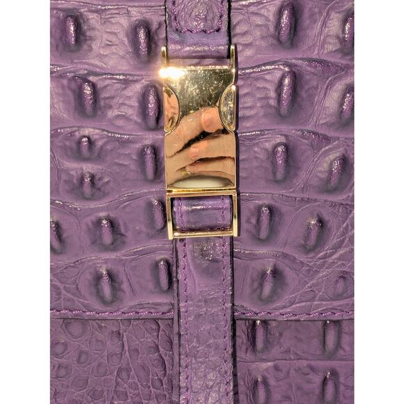 Firenze Italy Purple Leather Croc Embossed Long Strap/Short Strap Shoulder Bag - Picture 12 of 16